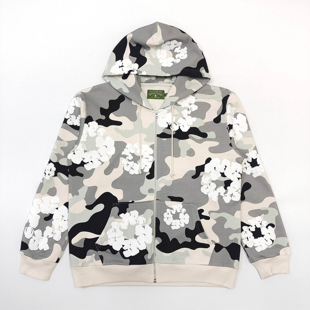 DENIM TEARS / COTTON WREATH ZIP UP HOODIE / WHITE CAMO