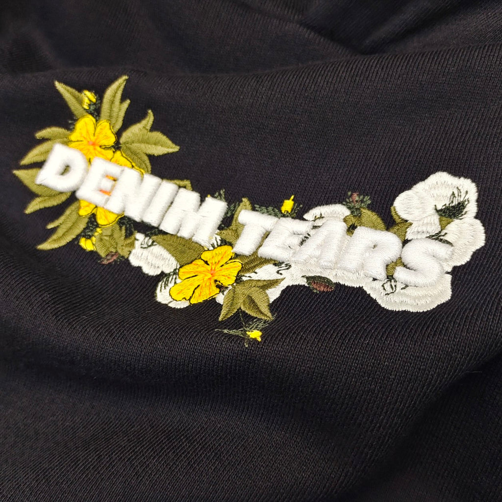Denim Tears / Embroided Floral Logo Hoodie / Black